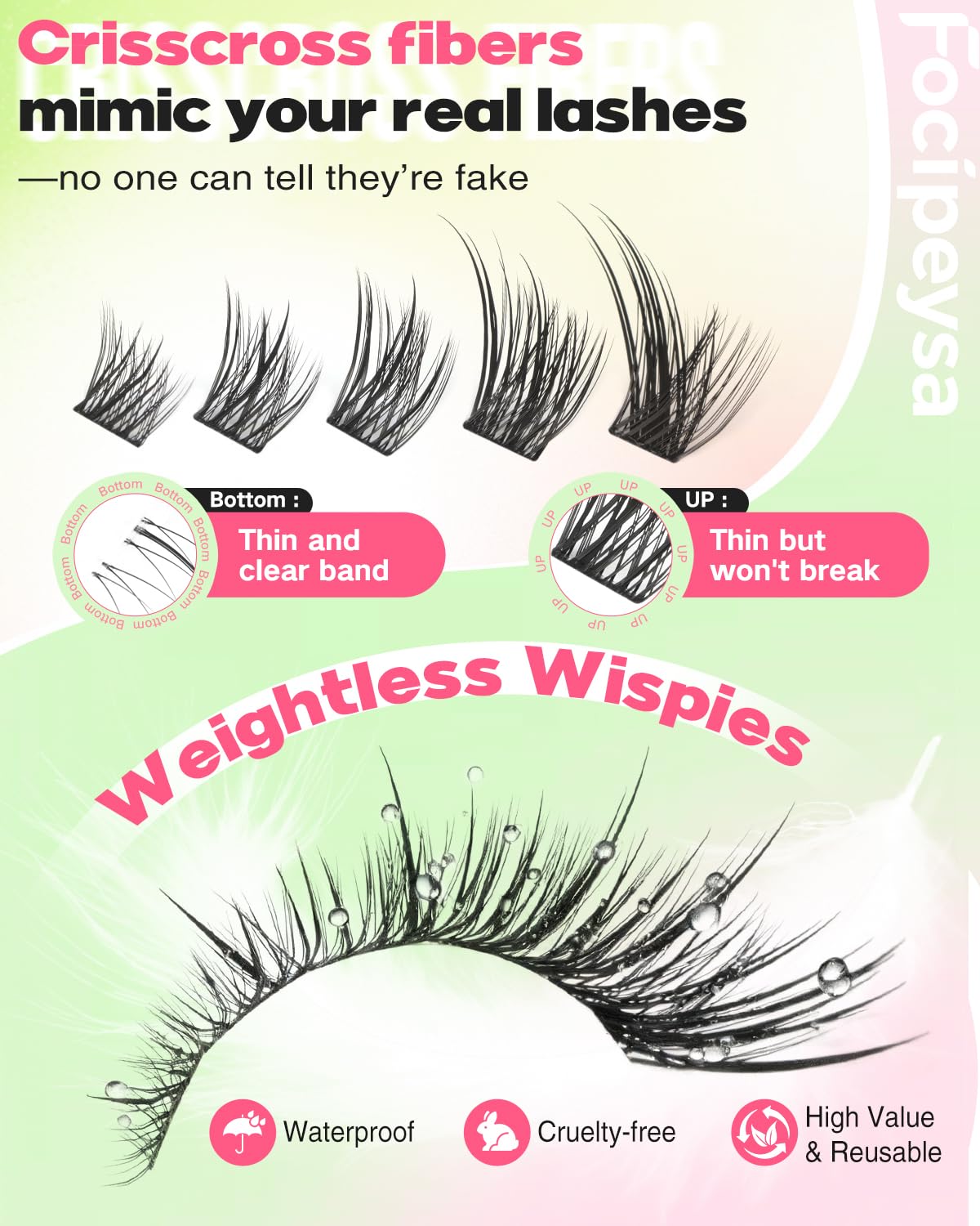 Thumbnail 4 de Focipeysa Wispy Lash Clusters 10-18mm 💄