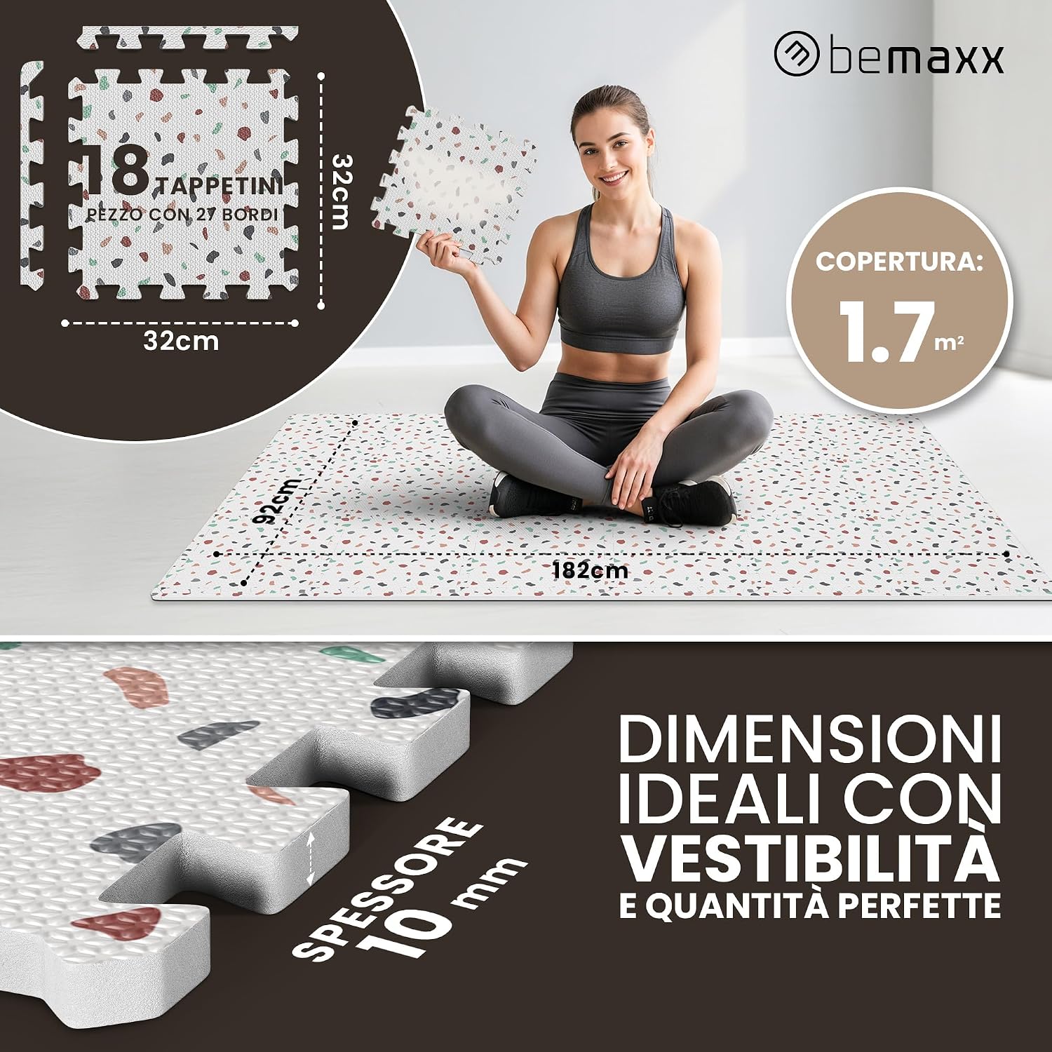 Detalle de Tappeto Palestra Puzzle 18 Piezas: Pavimento Protettivo in EVA per Home Gym