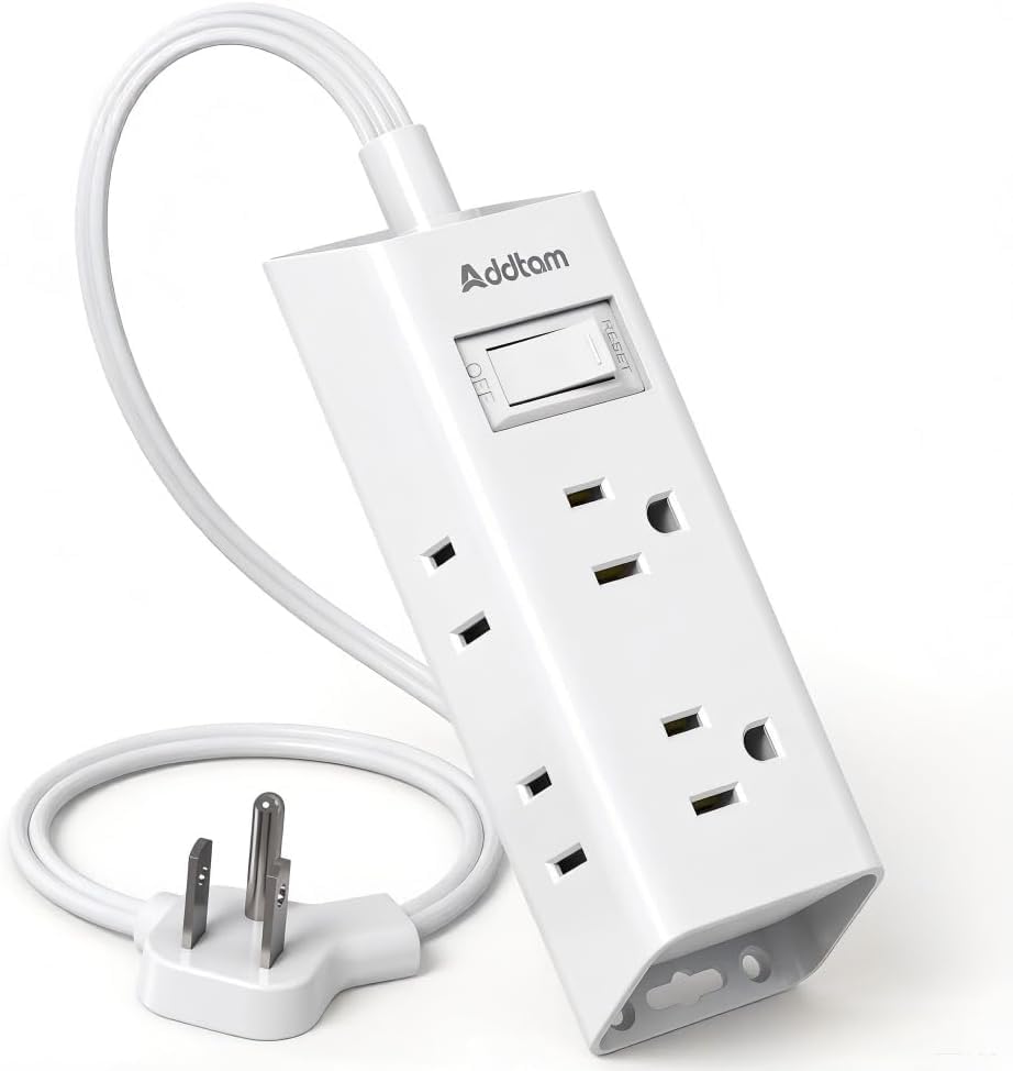 Detalle de Addtam AD308 3 ft Power Strip with Flat Plug and 6 Outlets