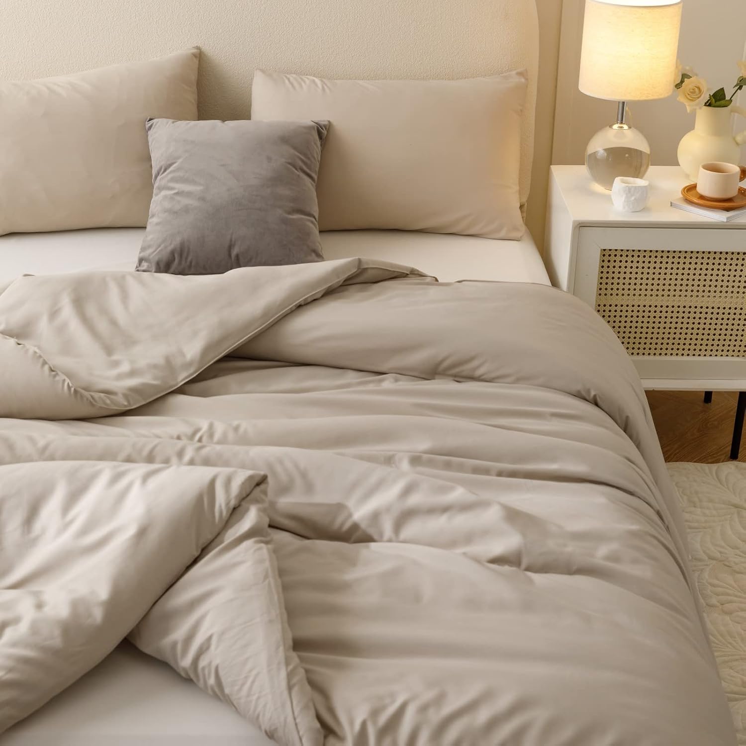 Thumbnail 3 de ROSGONIA Oatmeal-Q Queen Comforter Set, 3-Piece Polyester Boho Bedding