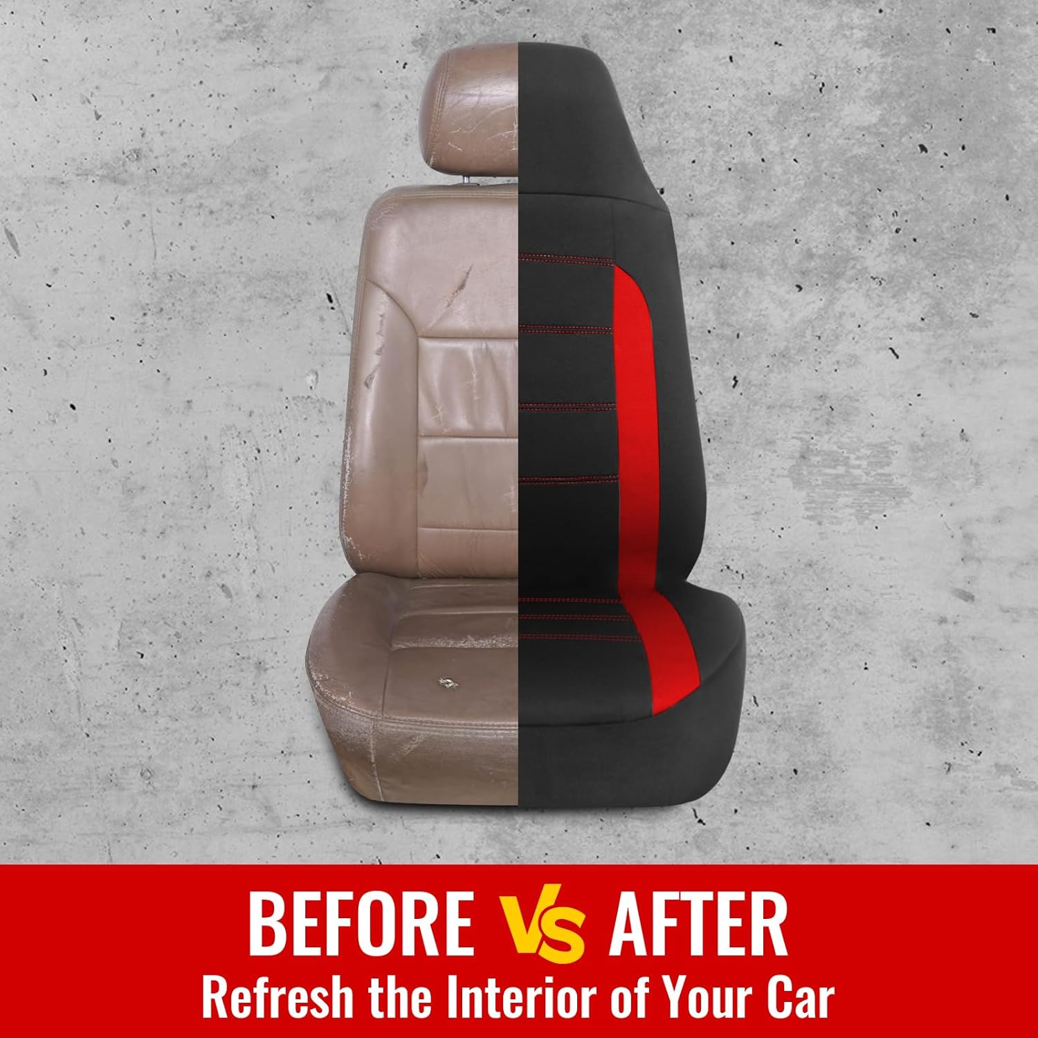 Detalle de AUTOYOUTH Front Seat Covers with Airbag‑Compatible Design – Red, Universal Fit