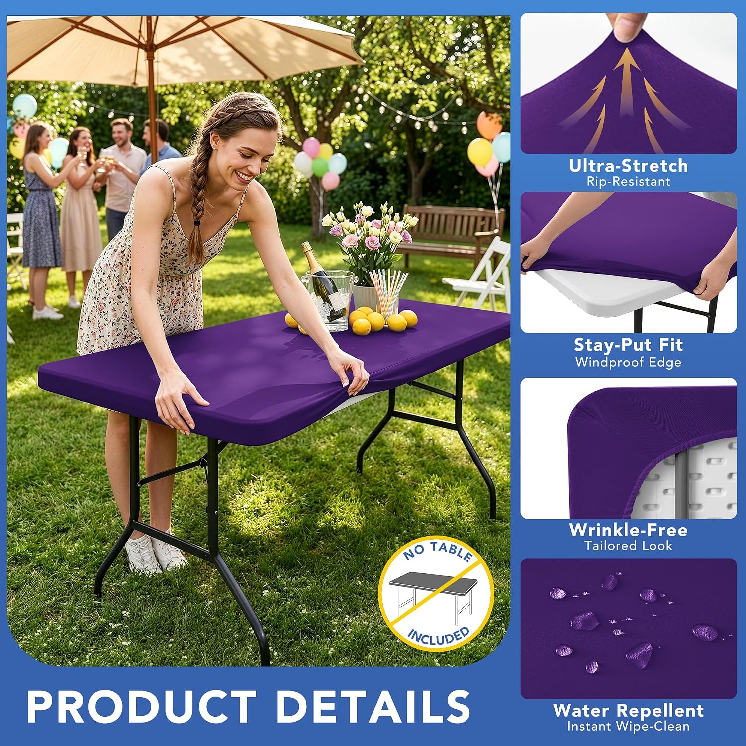 Detalle 2 de Enjoyidea Fitted Tablecloth 8ft Pack 🎉