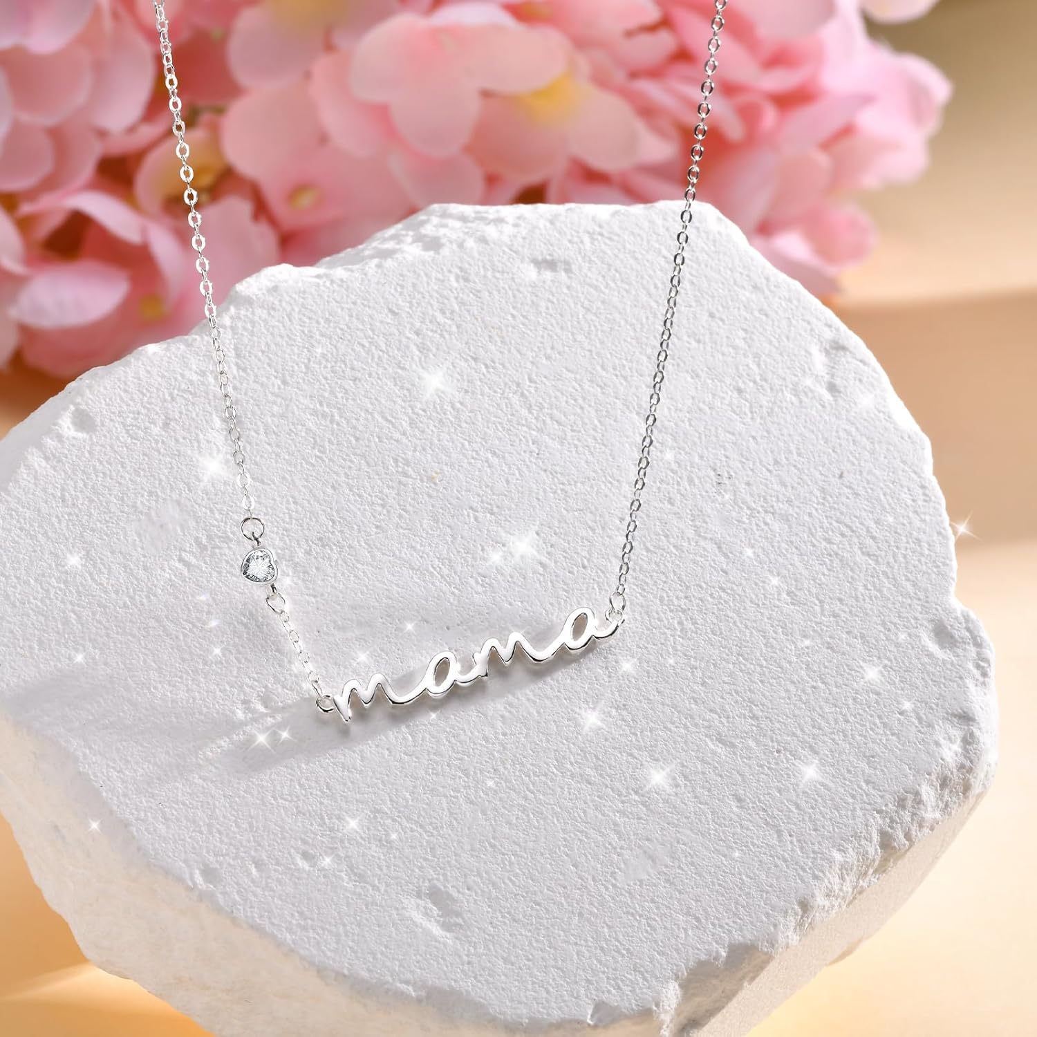 Thumbnail 4 de VNOX Muttertagsgeschenk Mama Kette aus 925 Sterling Silber mit Mama-Anhänger