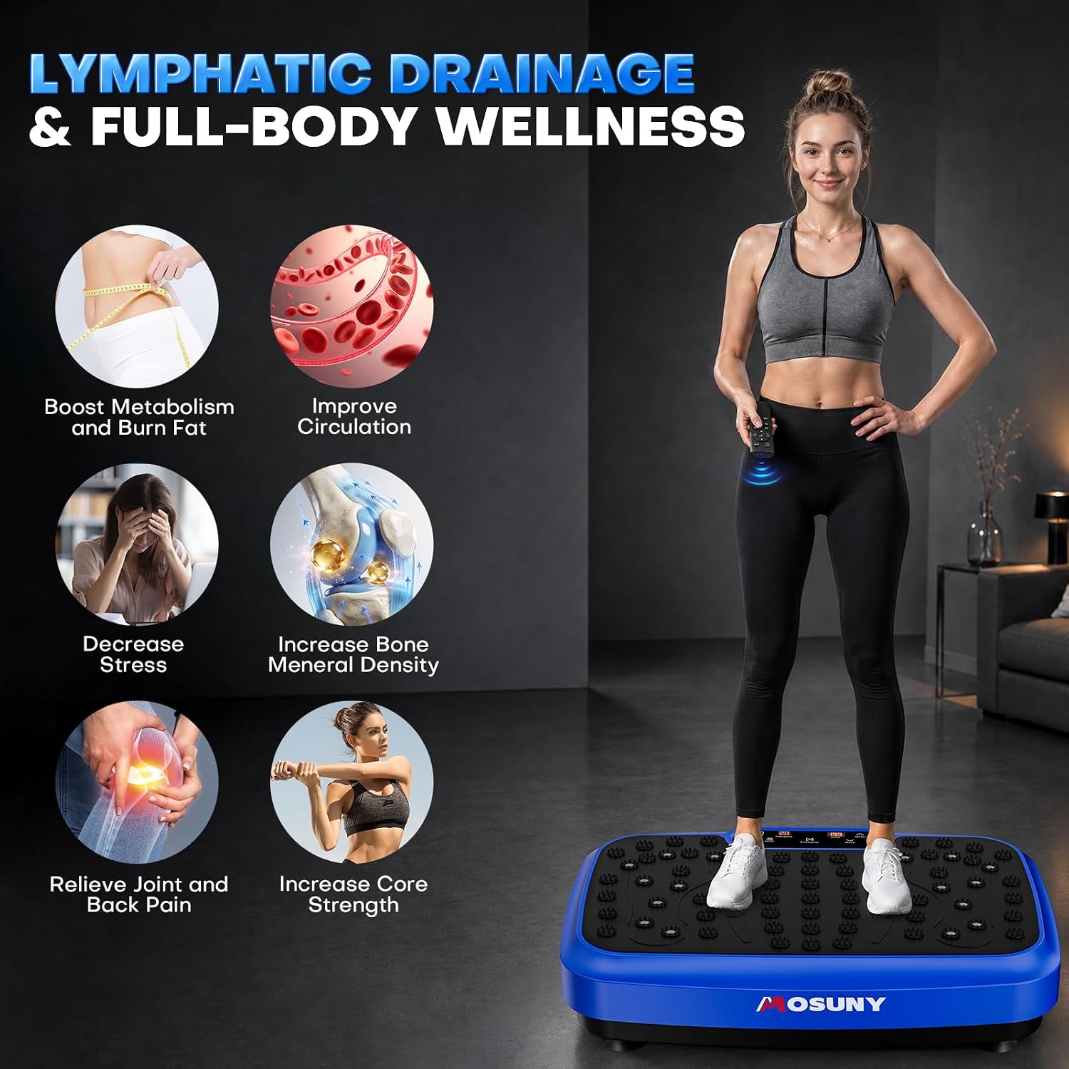 Detalle 2 de MOSUNY JTF017A Vibration Plate with 199 Speeds, 7 Modes and Speaker