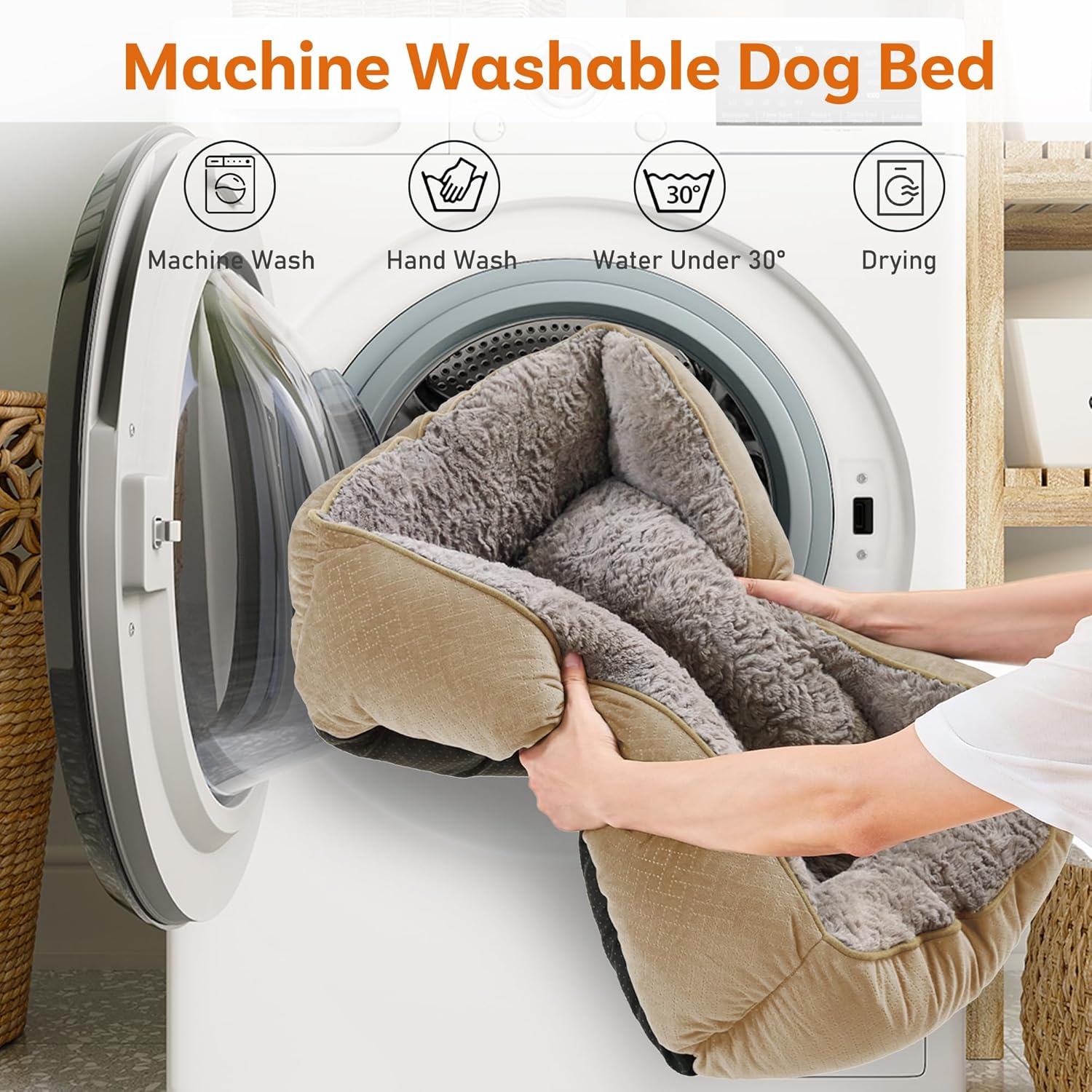 Thumbnail 4 de Oveppy Dog Bed for Large Dogs – super-soft rectangular washable warming bed with anti-slip base