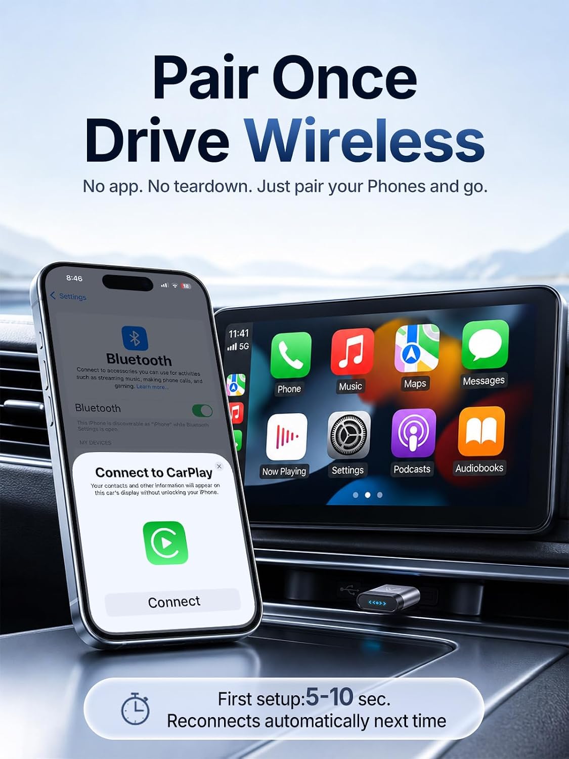 Detalle de Wireless CarPlay Adapter with Gold-Plated USB Connector