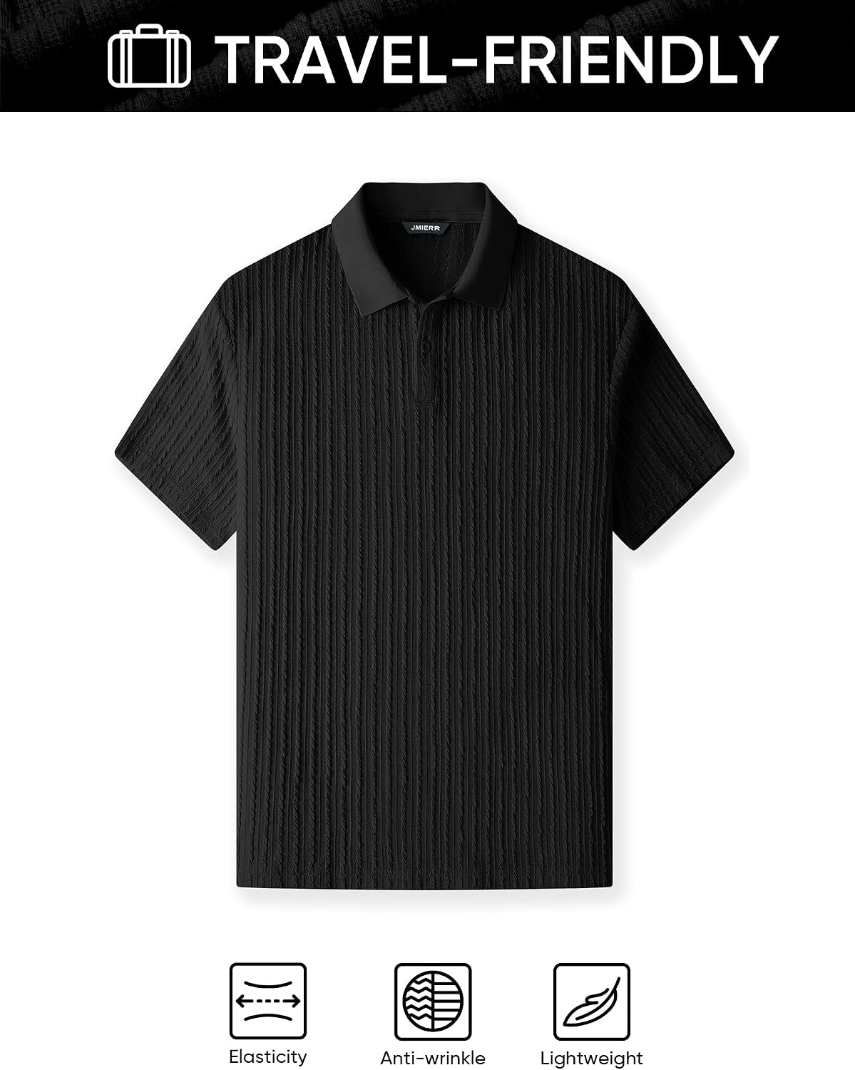 Detalle de JMIERR Men's Casual Polo Shirt Knit Summer Short Sleeve – Vintage-Inspired Button Polo