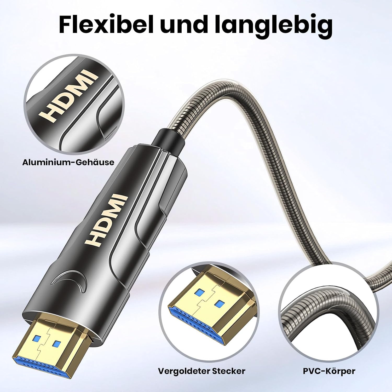 Thumbnail 1 de SMICEM 20M 8K HDMI Fibre Optic Cable with Steel Armour – 48Gbps, HDMI 2.1