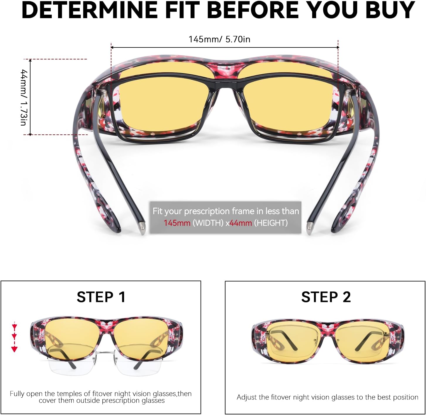 Thumbnail 6 de LVIOE Nachtfahrbrille mit polarisierten Gläsern – leichter rechteckiger Rahmen gegen Blendung im Dunkeln