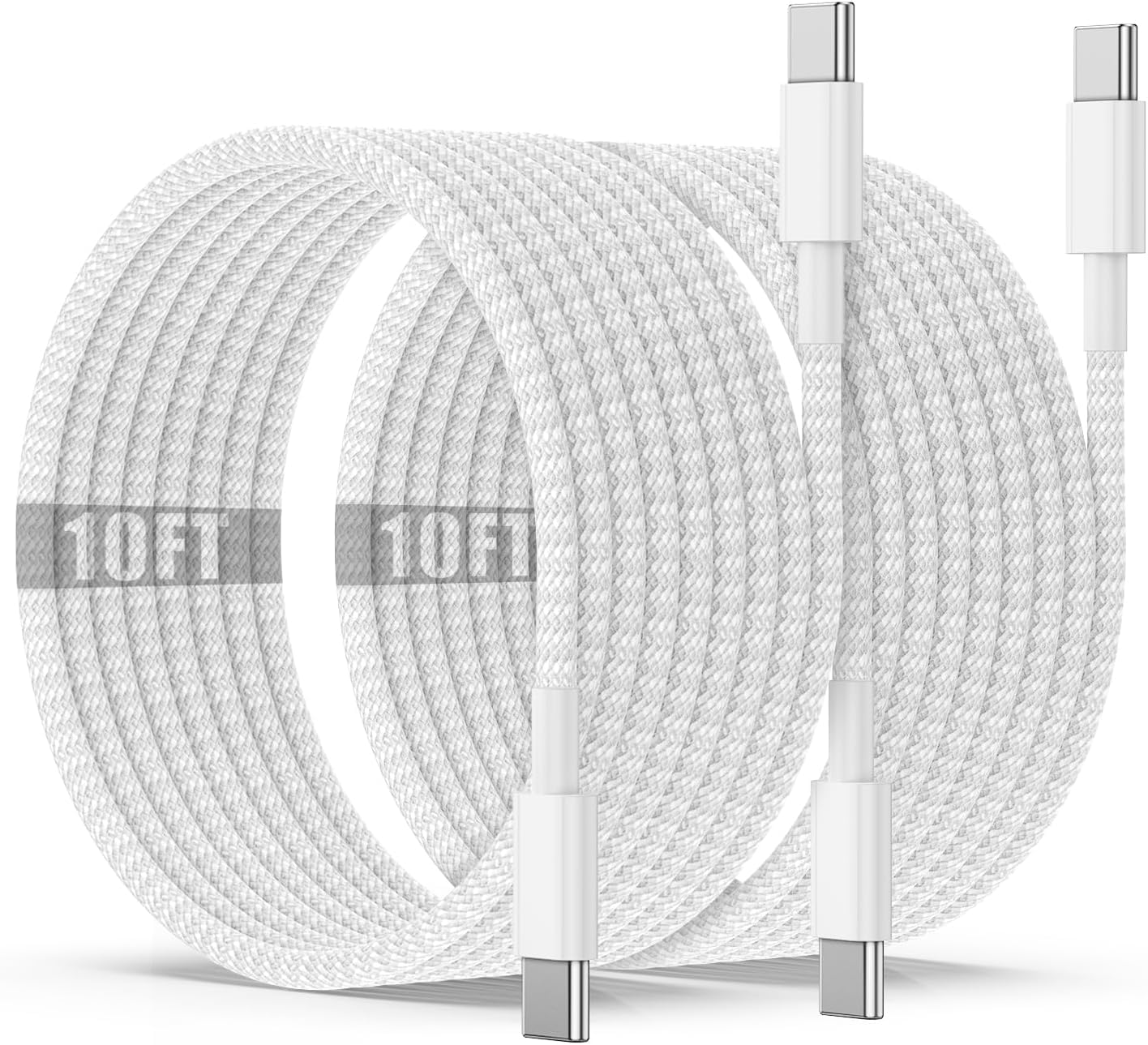 Detalle de Qalirvis USB-C auf USB-C Ladekabel (3 m) mit 60 W Power Delivery und Nylongeflecht – für iPhone, iPad & MacBook