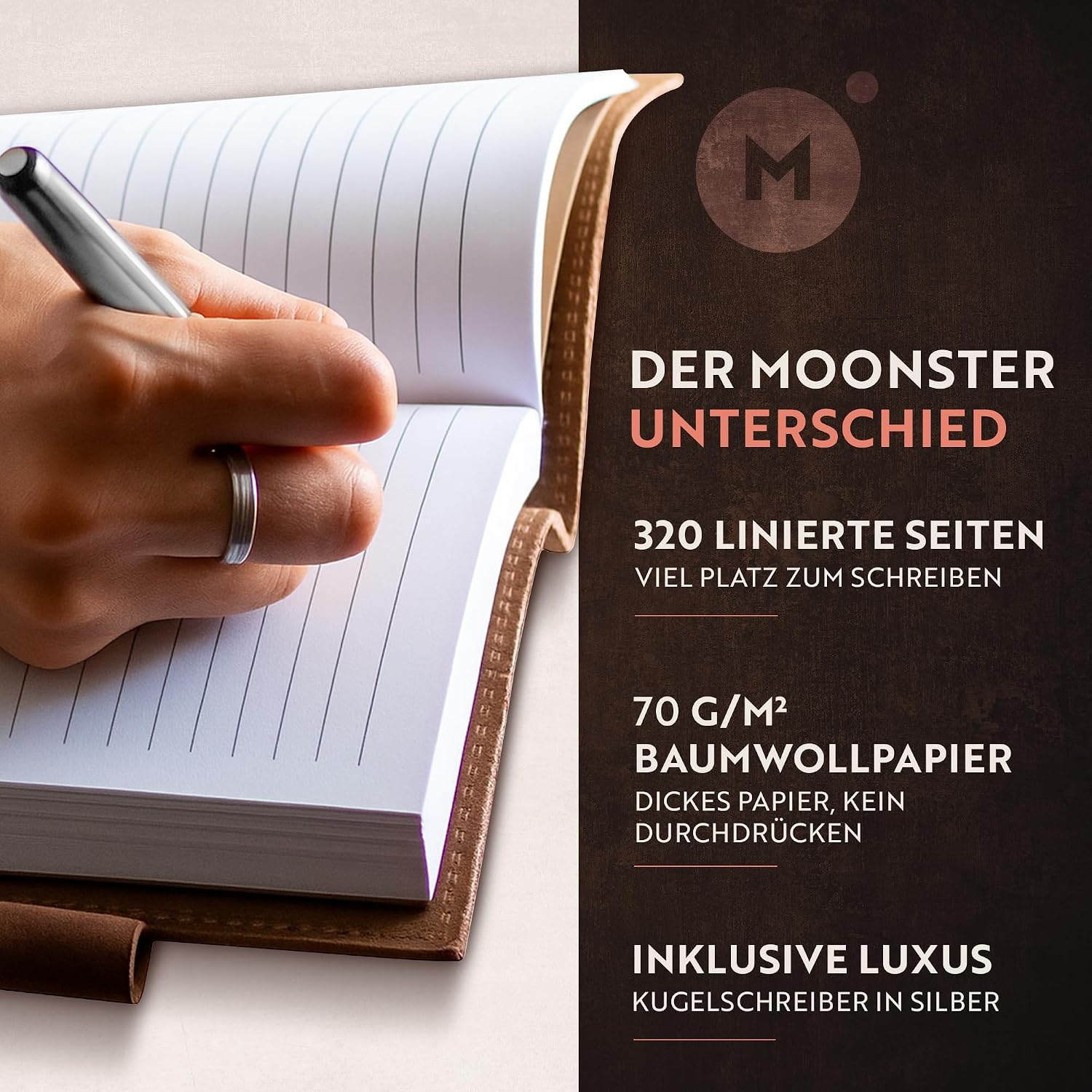 Thumbnail 1 de moonster Leder Notizbuch A5 mit Lebensbaum