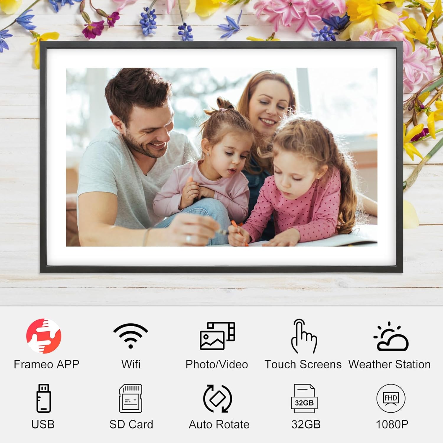 Thumbnail 1 de Frameo 15.6 Inch Digital Photo Frame 32GB 🖼