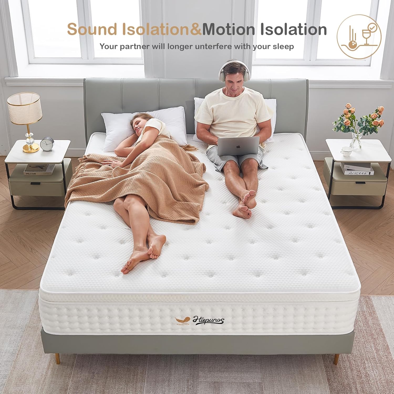 Thumbnail 3 de Hiepunos Single Mattress 10.2 Inch Hybrid Memory Foam with Individually Wrapped Coils