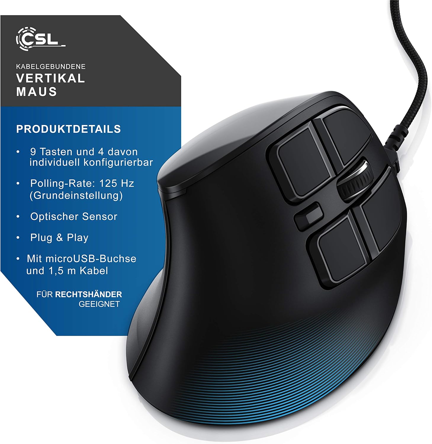Detalle 2 de CSL Gaming vertikale Maus 2400 DPI 🖱