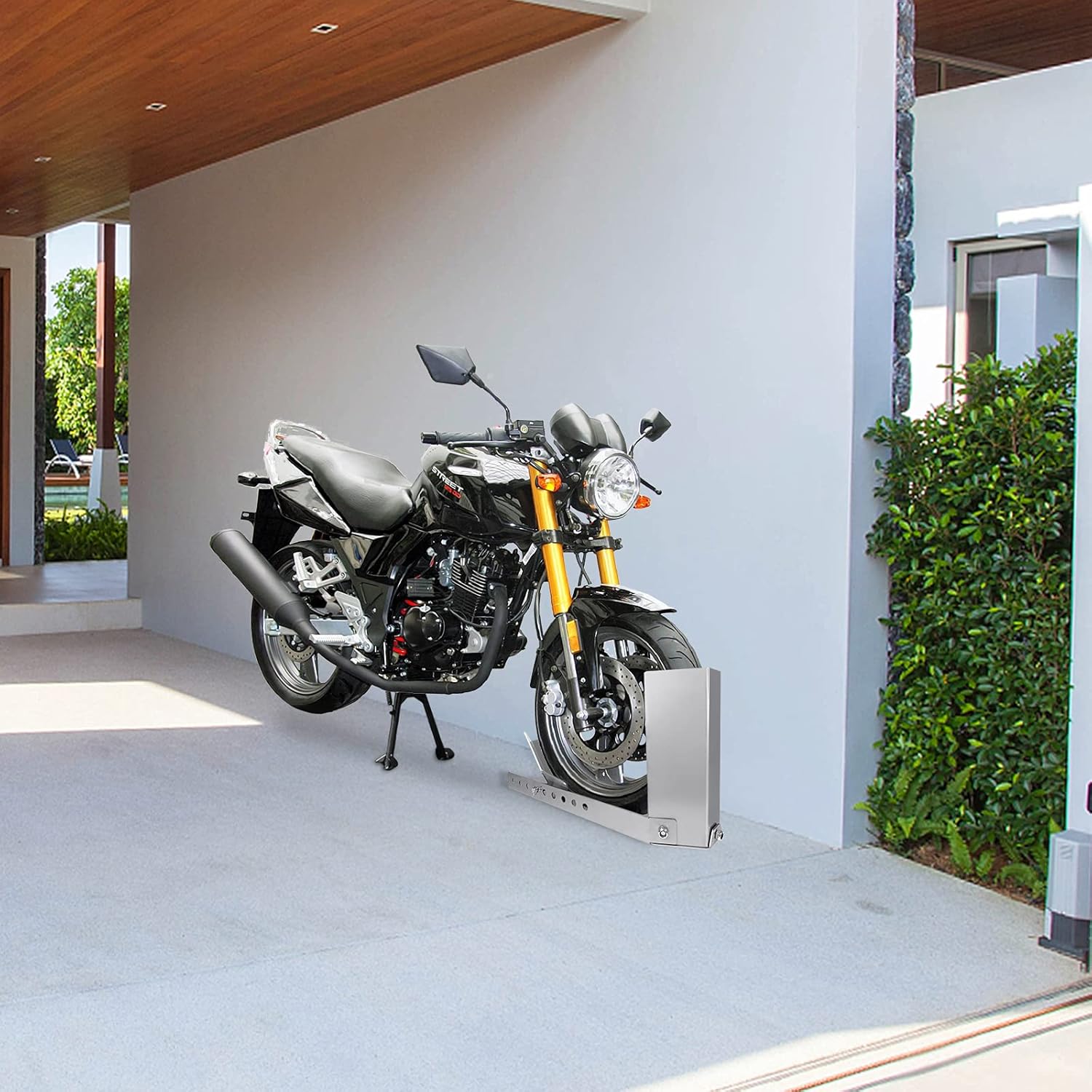 Detalle 2 de YRHome Supporto guida di aiuto per il carico: bilanciere per moto con 3 fori di fissaggio e verniciatura a polvere