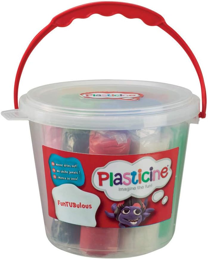 Detalle de The Original Plasticine FunTUBulous Modelling Clay – 8 colours in a sturdy bucket for ages 3+