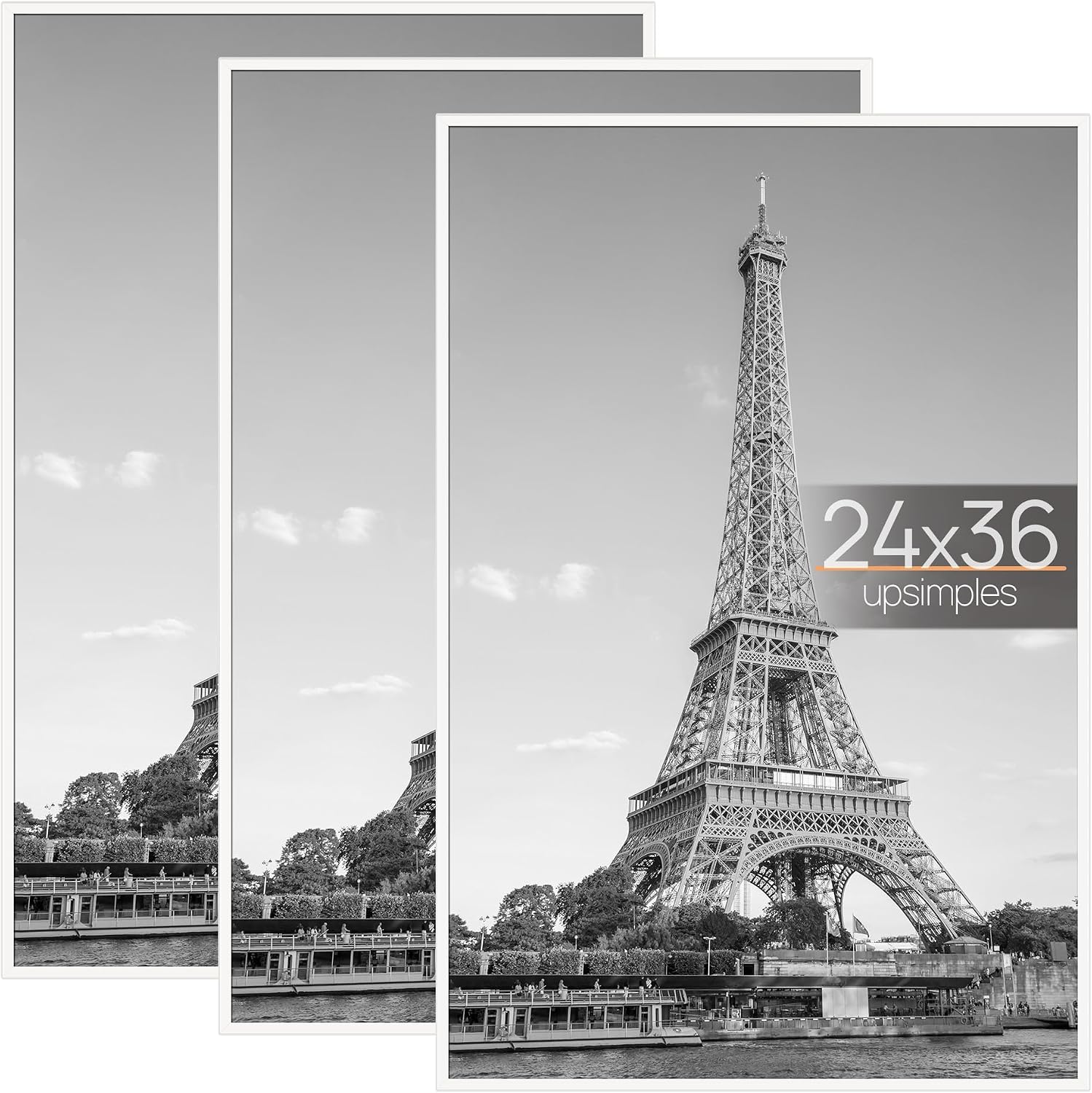Detalle de upsimples 24x36 Poster Frames, 3-Pack, White Plastic, Slide-In Assembly