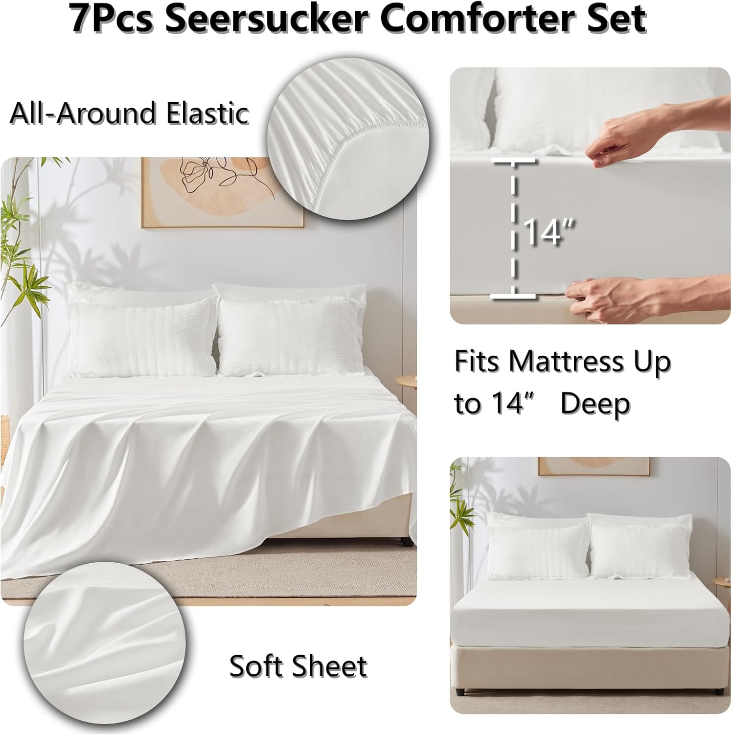 Thumbnail 4 de CozyLux Queen Comforter Set 7-Piece Bedding