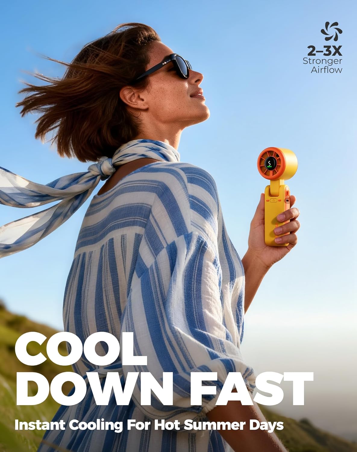 Thumbnail 5 de Diveblues Portable Handheld Fan: 9 m/s Cooling, 4000mAh Battery, 12 Hours & LED Display