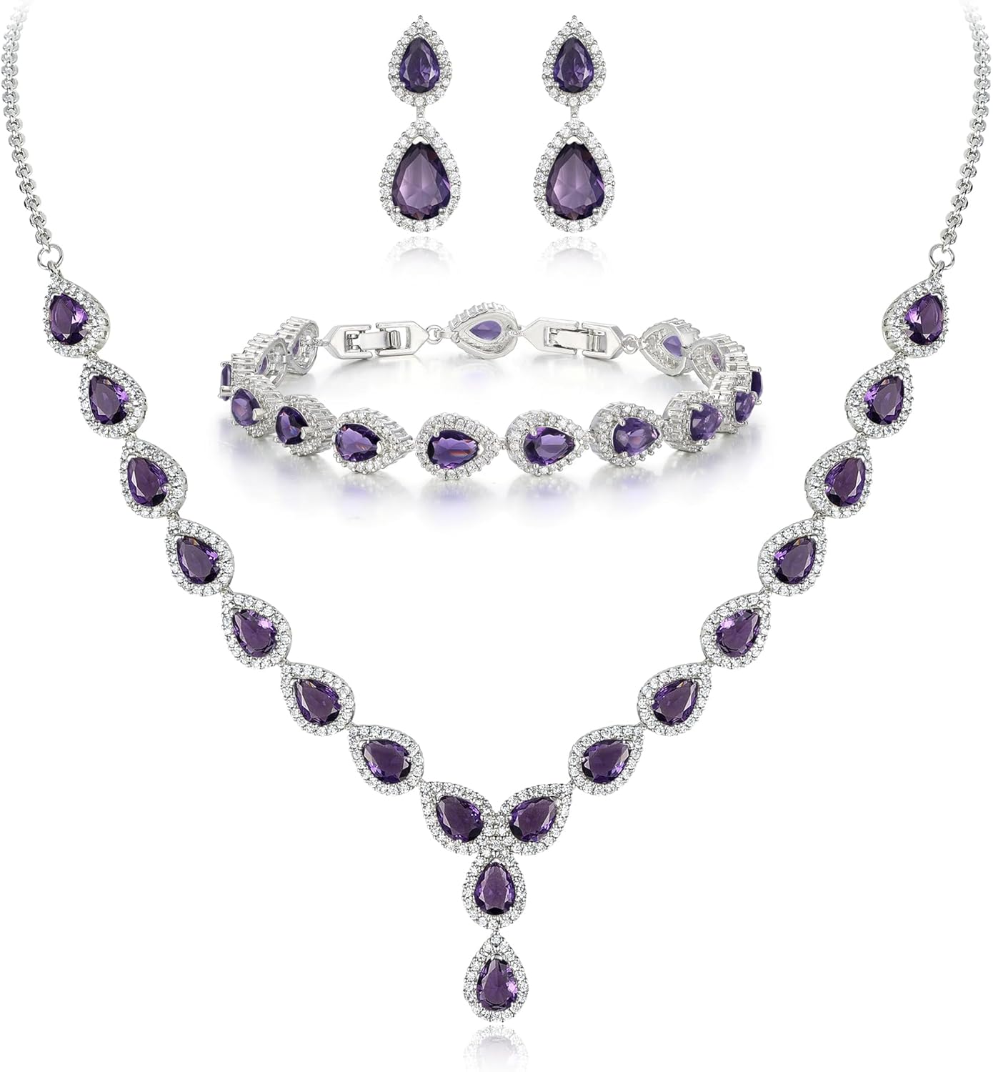 Thumbnail 6 de Clearine Gioielli Donna 3-Set matrimonio: collana, orecchini e braccialetto con zirconie “infinito” e figure a Y