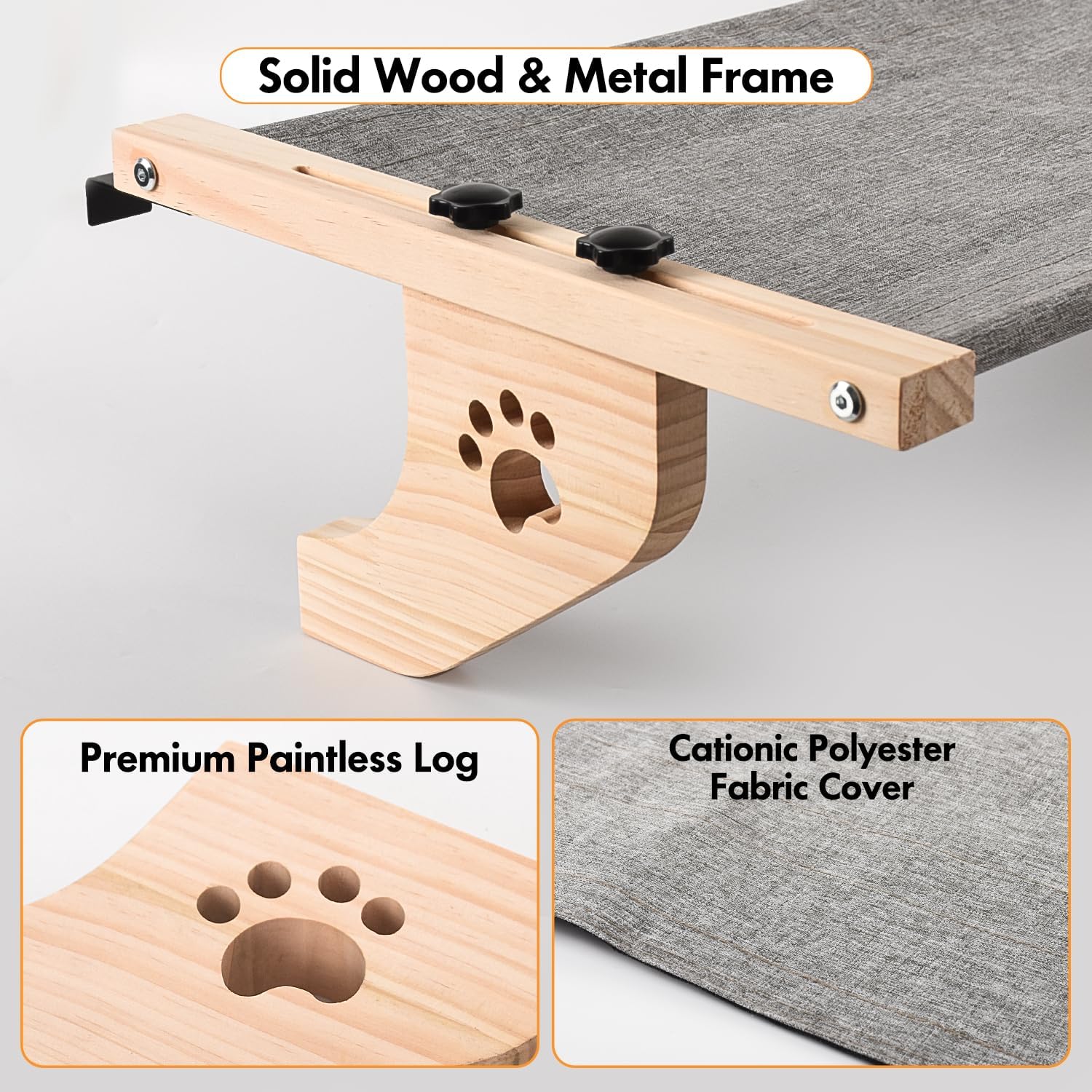 Detalle 1 de AMOSIJOY SP110 Cat Window Perch, 27.5-Inch Wood and Metal Frame