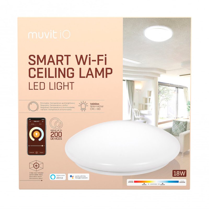 Detalle de Muvit iO Lámpara de Techo WiFi Blanco + CCT 18W