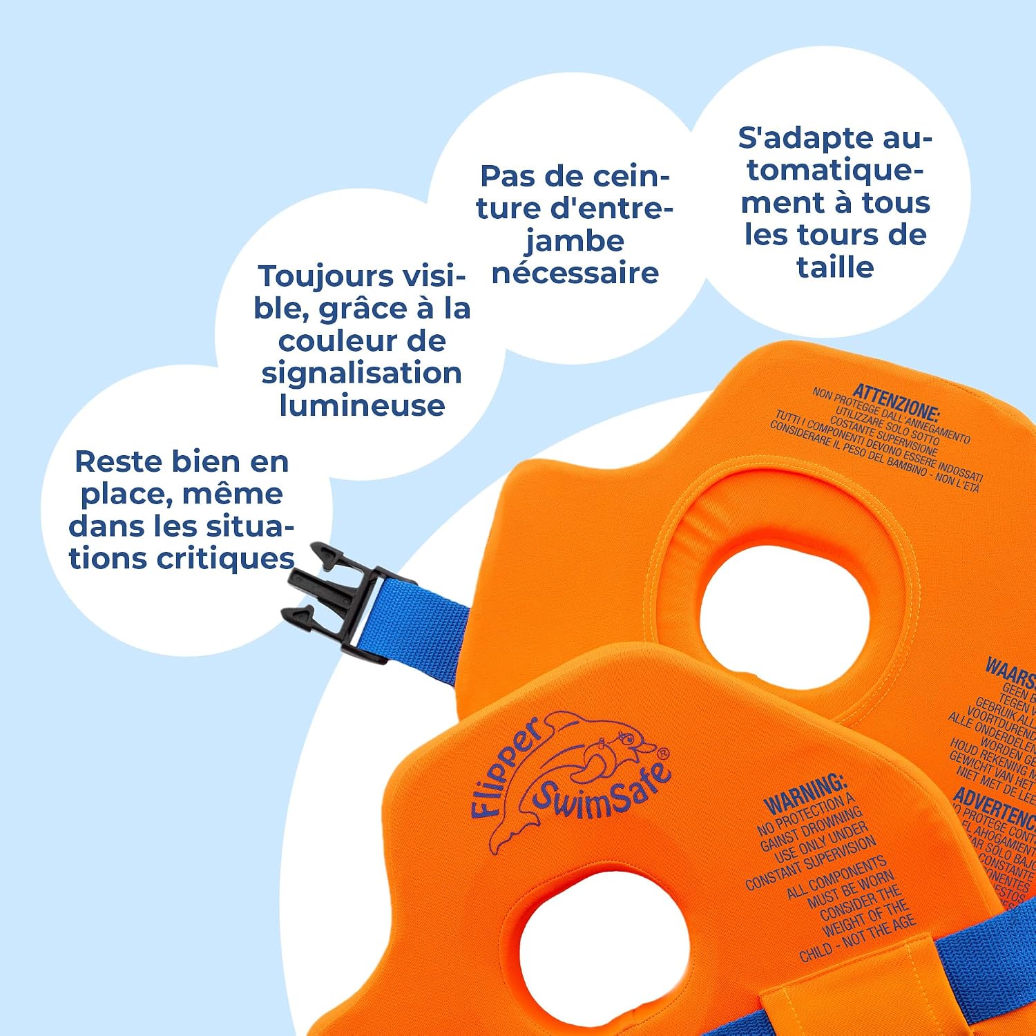 Detalle de Flipper SwimSafe 1400 – Gilet de Sauvetage pour Enfants 11–30 kg avec Noyau en Mousse et Ajustement facile