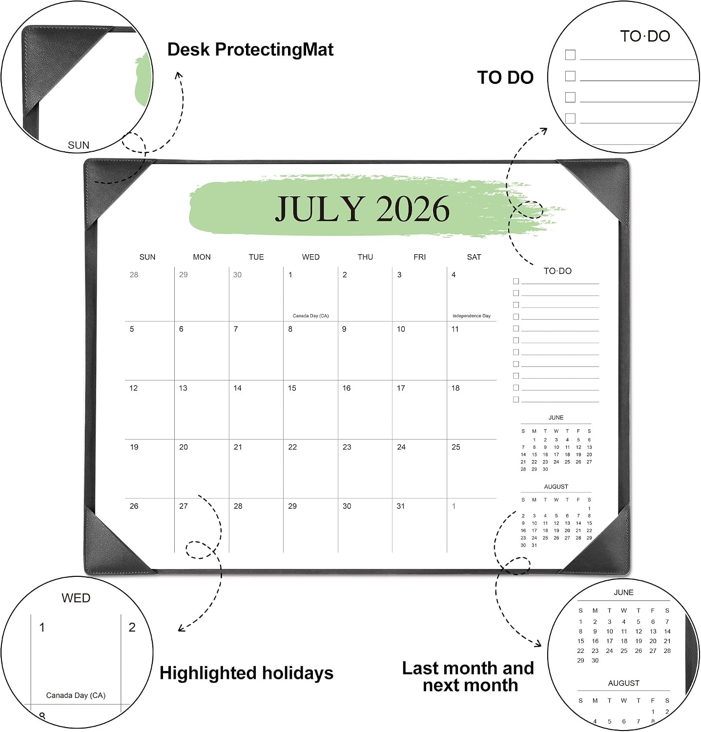 Detalle de Telihao C3 Desk Calendar 2026-2027, 22" x 17" with PU Desk Mat