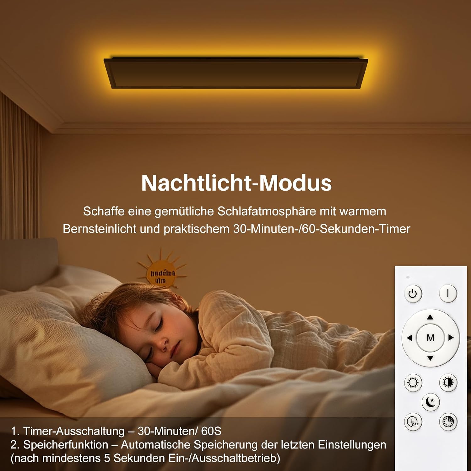 Detalle de LED Deckenleuchte Dimmbar 100x25 cm – Panellampe mit Fernbedienung, 36 W, 3600 lm, 3000–6500 K