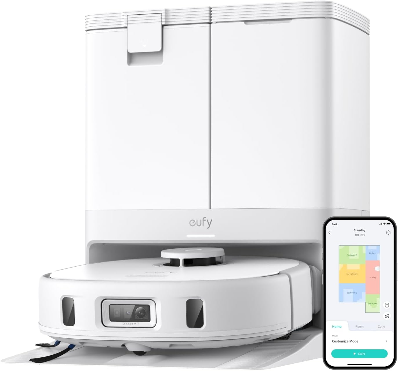Detalle de eufy X10 Pro Omni Robot Vacuum and Mop, 8,000 Pa Suction, Auto-Lift Mops