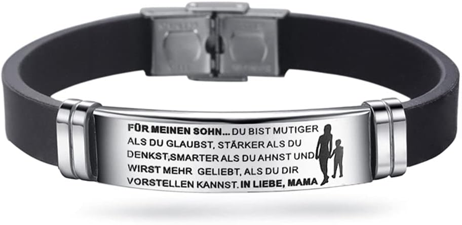 Detalle de HAYOUWAY Einstellbar Silikonarmband aus Edelstahl – Geschenk für Sohn, Tochter, Damen & Herren