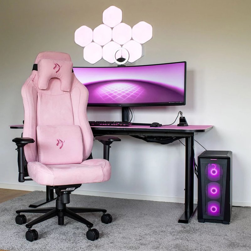 Detalle de Arozzi Vernazza Supersoft Fabric. Silla Gaming Rosa