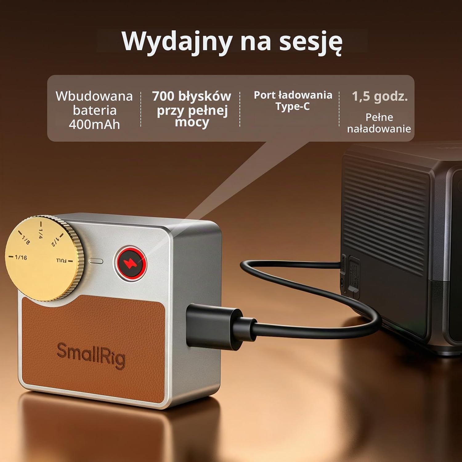Detalle 2 de SMALLRIG RS-R20 5882 – miniaturowa lampa błyskowa, 5 poziomów mocy