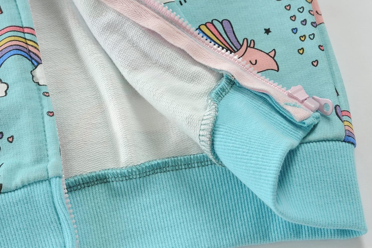 Detalle 2 de EULLA Kids Zip-Up Hooded Coat Hoodie with Unicorn & Dinosaur Print (1–7 years)