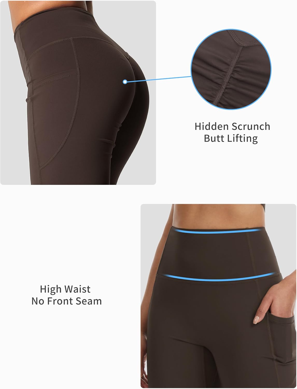 Thumbnail 3 de THE GYM PEOPLE Women's Scrunch Butt Flared Leggings, High Waist, 4-Way Stretch