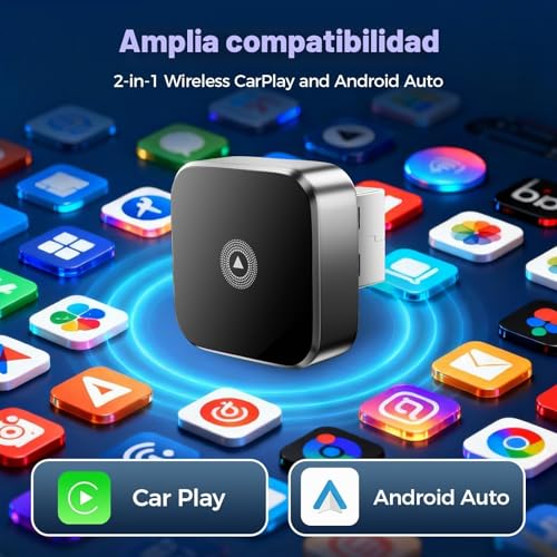 Detalle 2 de Adaptador Inalámbrico 2 en 1 Suoxiom para CarPlay y Android Auto (2026) – WiFi dual banda y Bluetooth 5.0