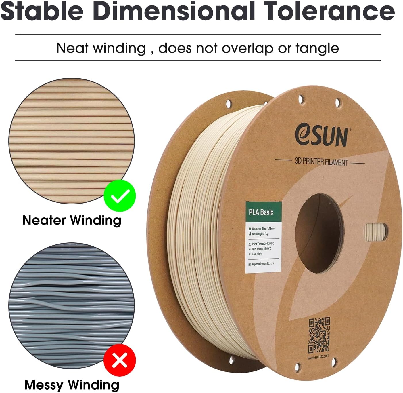 Thumbnail 1 de eSUN PLA Basic Filament 1,75 mm – 1 kg, Knochenweiß, präzise Maßgenauigkeit ±0,03 mm, ideal für Schnelldruck