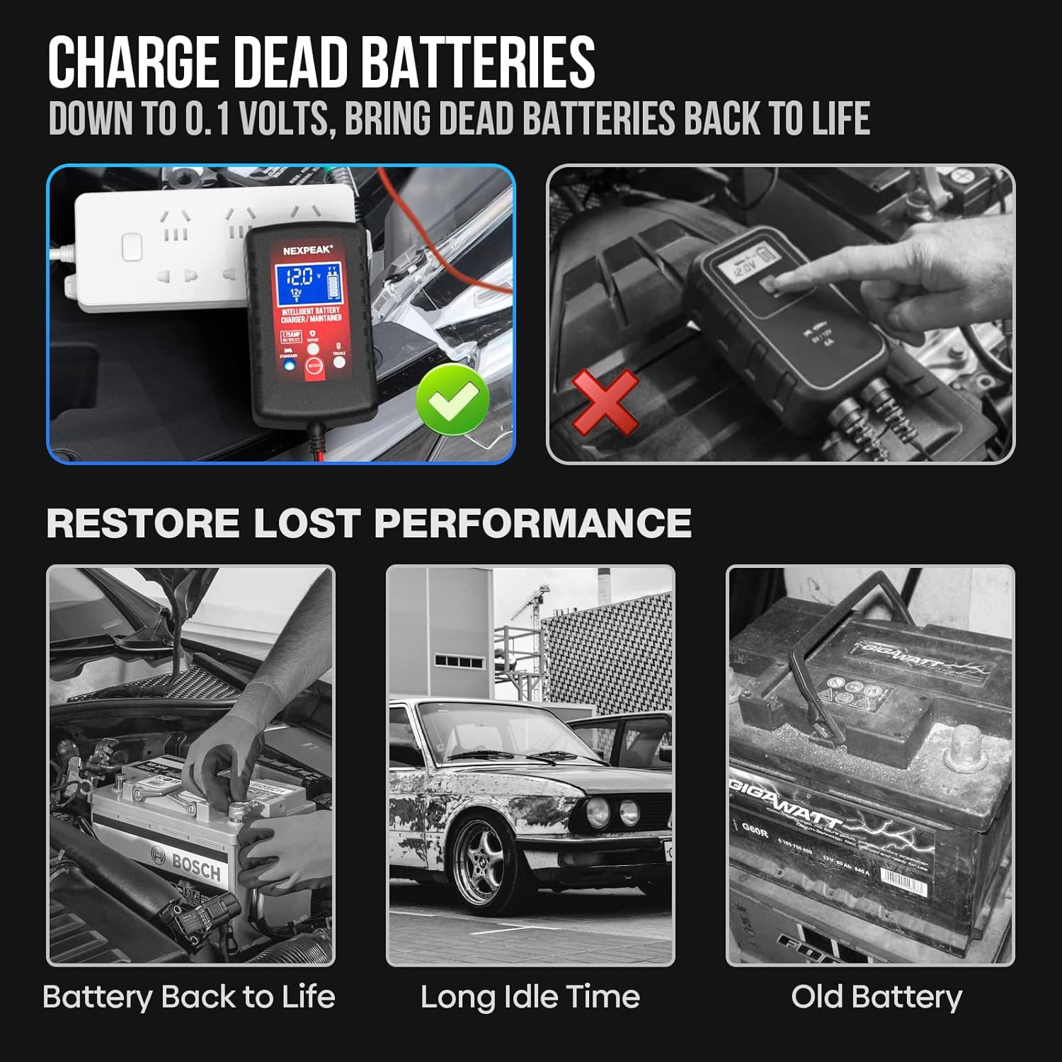 Detalle de 1.75-Amp Smart Car Battery Charger 6V/12V
