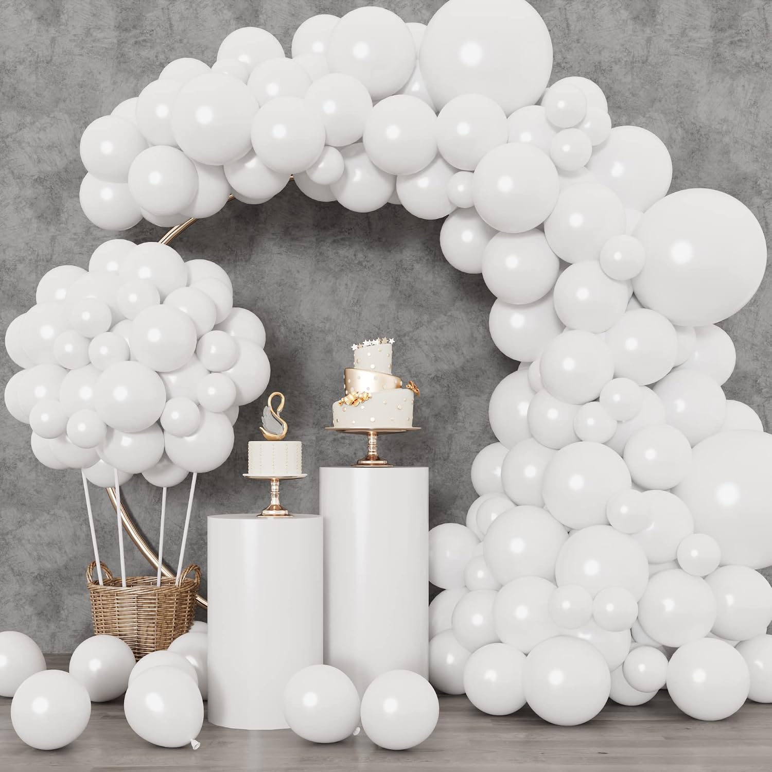 Detalle de RUBFAC 129pcs White Balloons Kit 18in