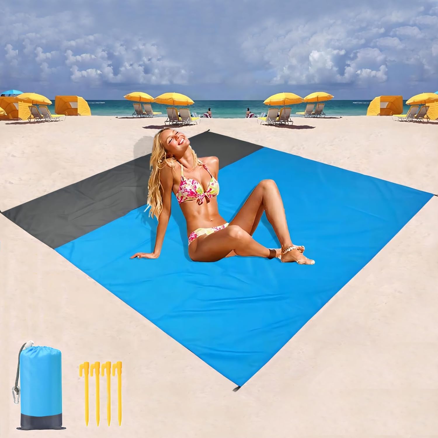 Detalle de Gigmeta wodoodporna mata plażowa 210 × 200 cm z nylonu