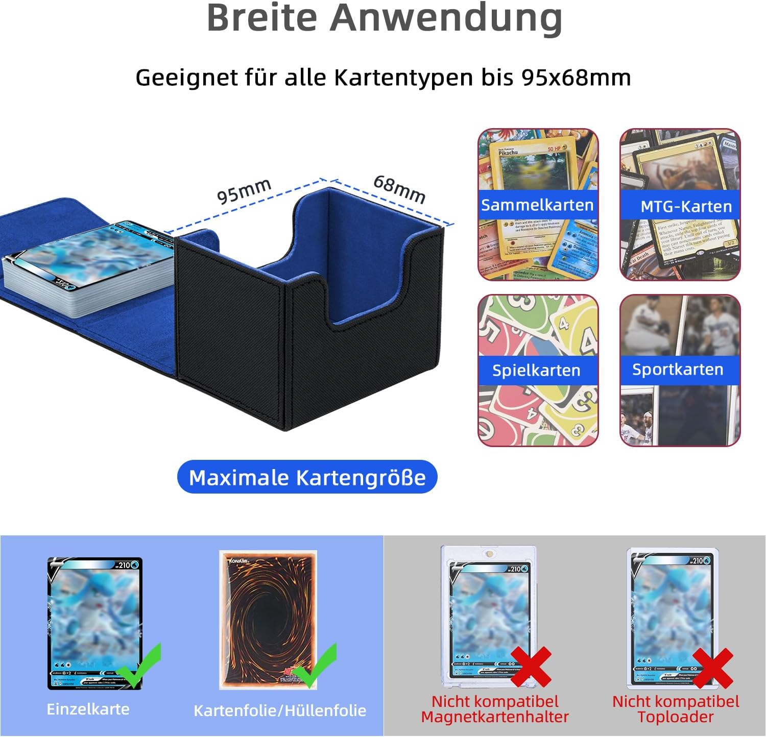 Detalle de Tolesum Card Deck Box für MTG & Commander – Sammelkartenbox mit magnetischem Verschluss (für 100+ Karten, horizontal)