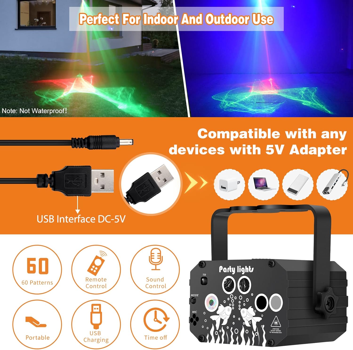 Detalle de Enjoyedled DQ-R90L DJ Party Light with RGB LEDs, Laser Effects and Remote
