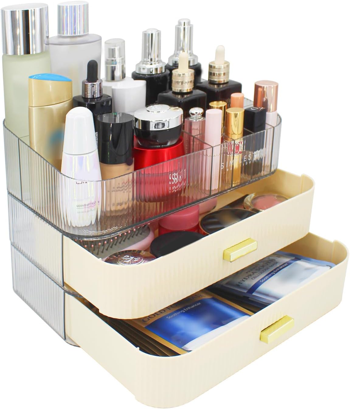 Detalle de Womanht Makeup Organizer with 2 Drawers – Large Capacity Cosmetic Storage for Vanity