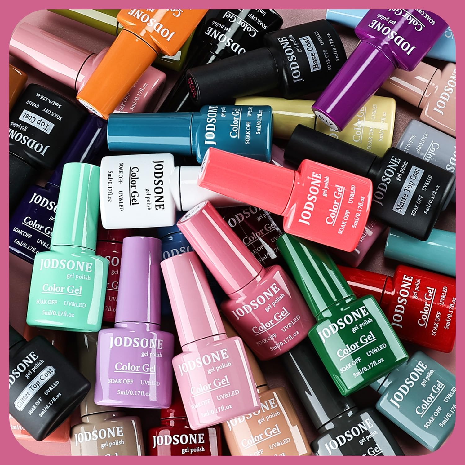 Detalle 2 de JODSONE 30 Farben Gel-Nagellack-Set mit 6 Funktionsgelen (Base, Top, Matt) – für ein einheitliches Farbergebnis