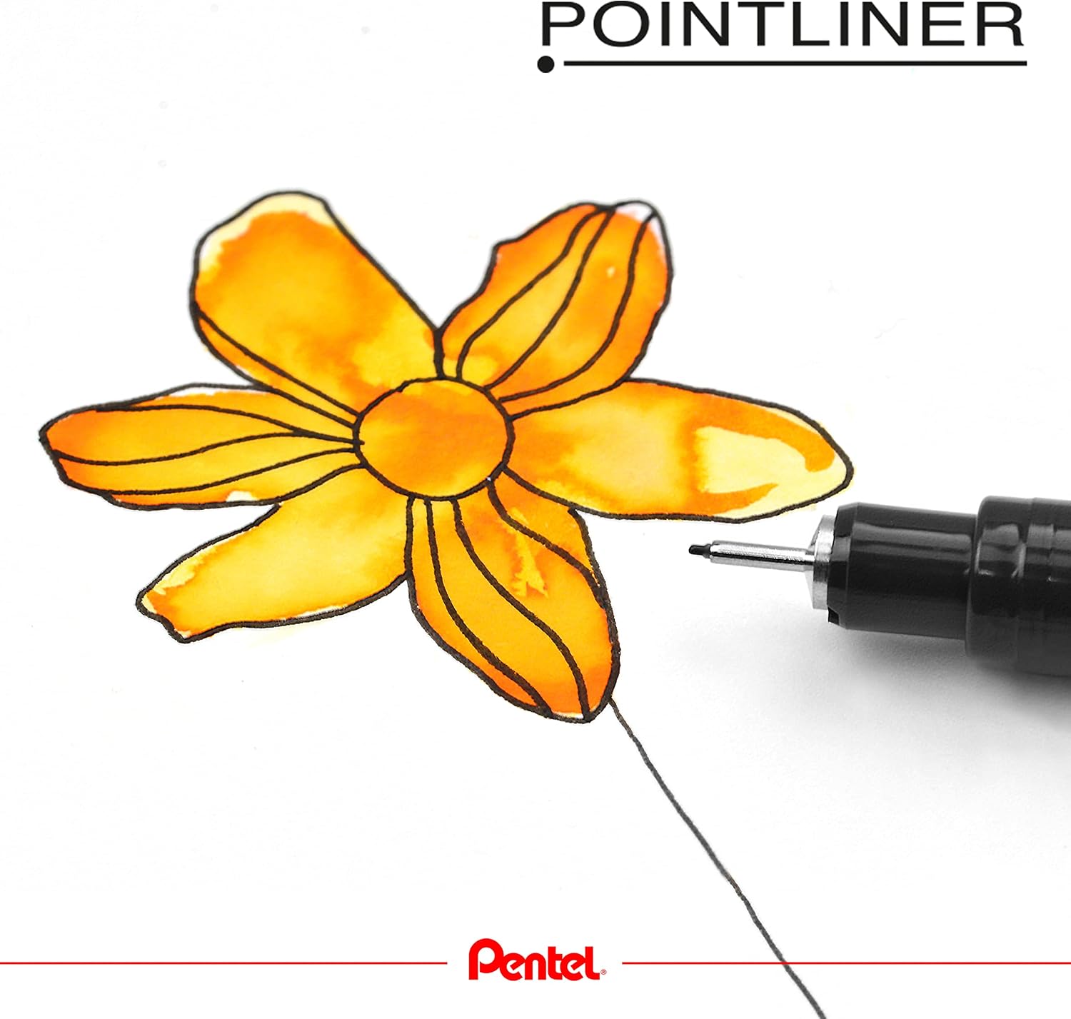 Detalle de Pentel Pointliner S20P-2A fineliner, svart, vattentätt bläck, 0,2 mm