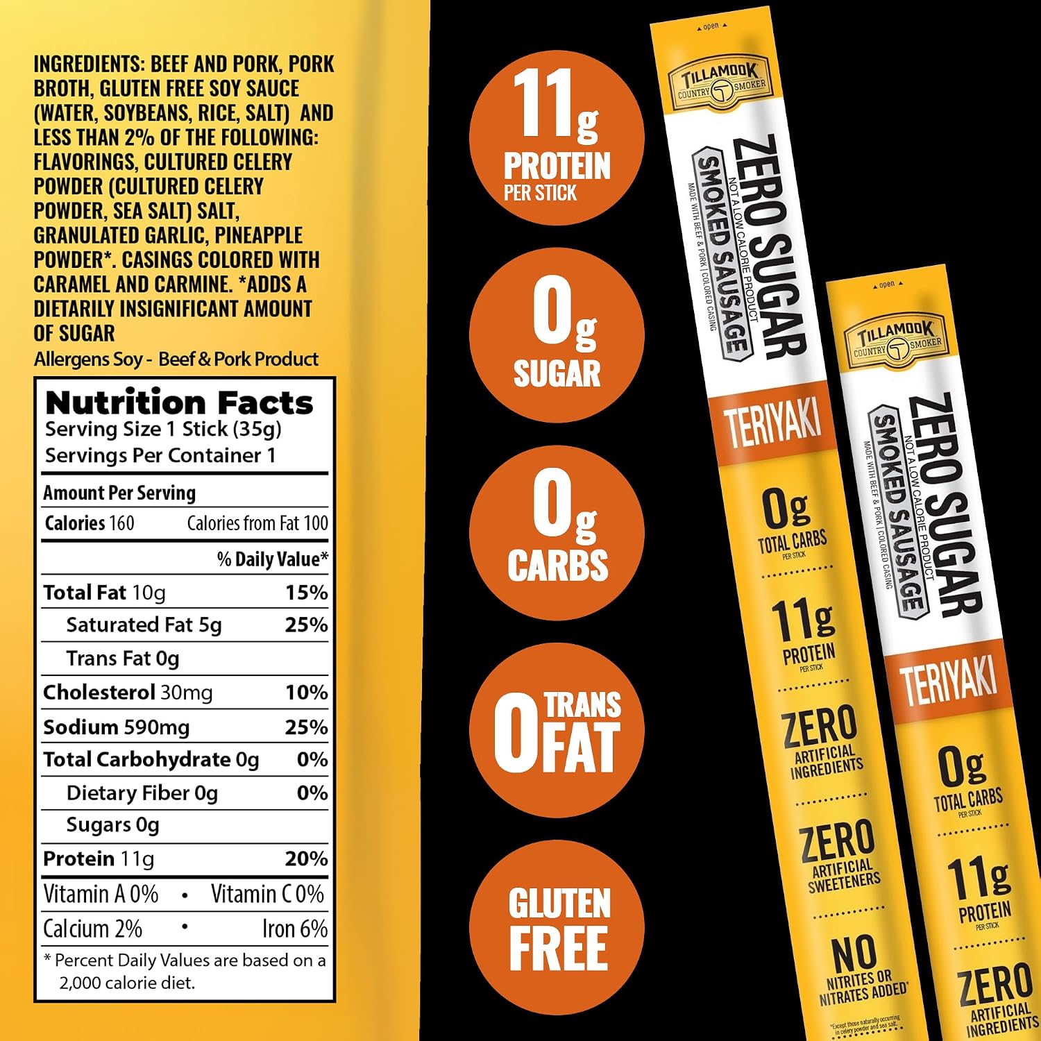 Thumbnail 6 de Tillamook Country Smoker Zero Sugar Beef & Pork Sticks, 18 Ct, 3 Flavors