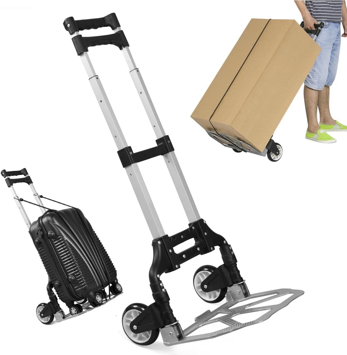 Detalle de Yaheetech Heavy Duty Folding Sack Trolley in Aluminium (75kg load) – Black