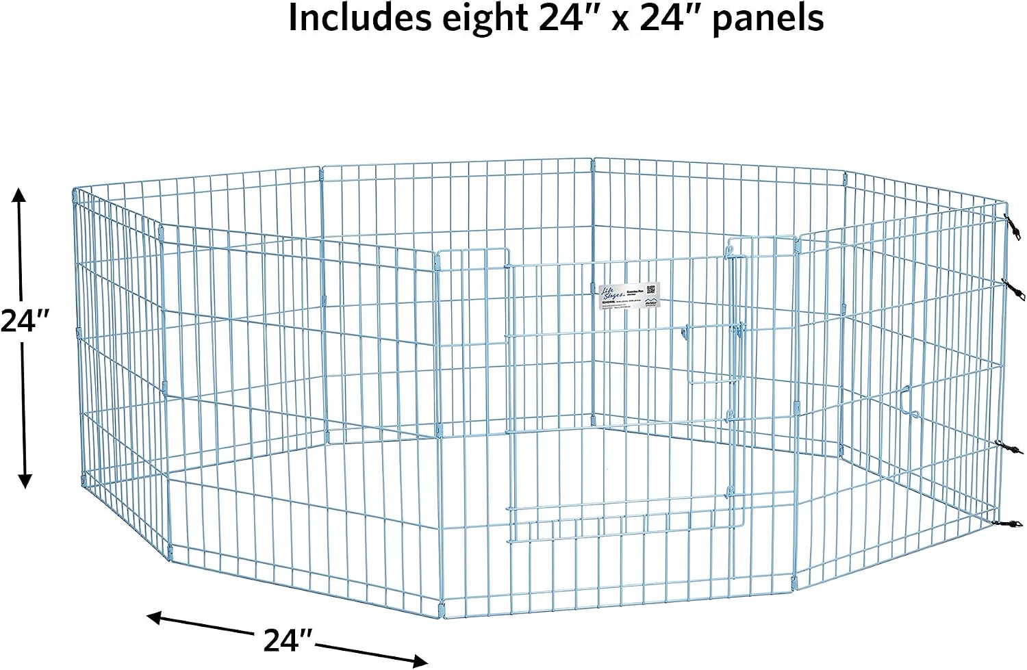 Detalle de Parc d’exercice pliant en métal MidWest Homes for Pets 524DRBL avec porte Maxxlock (60,96 x 60,96 cm) – Bleu