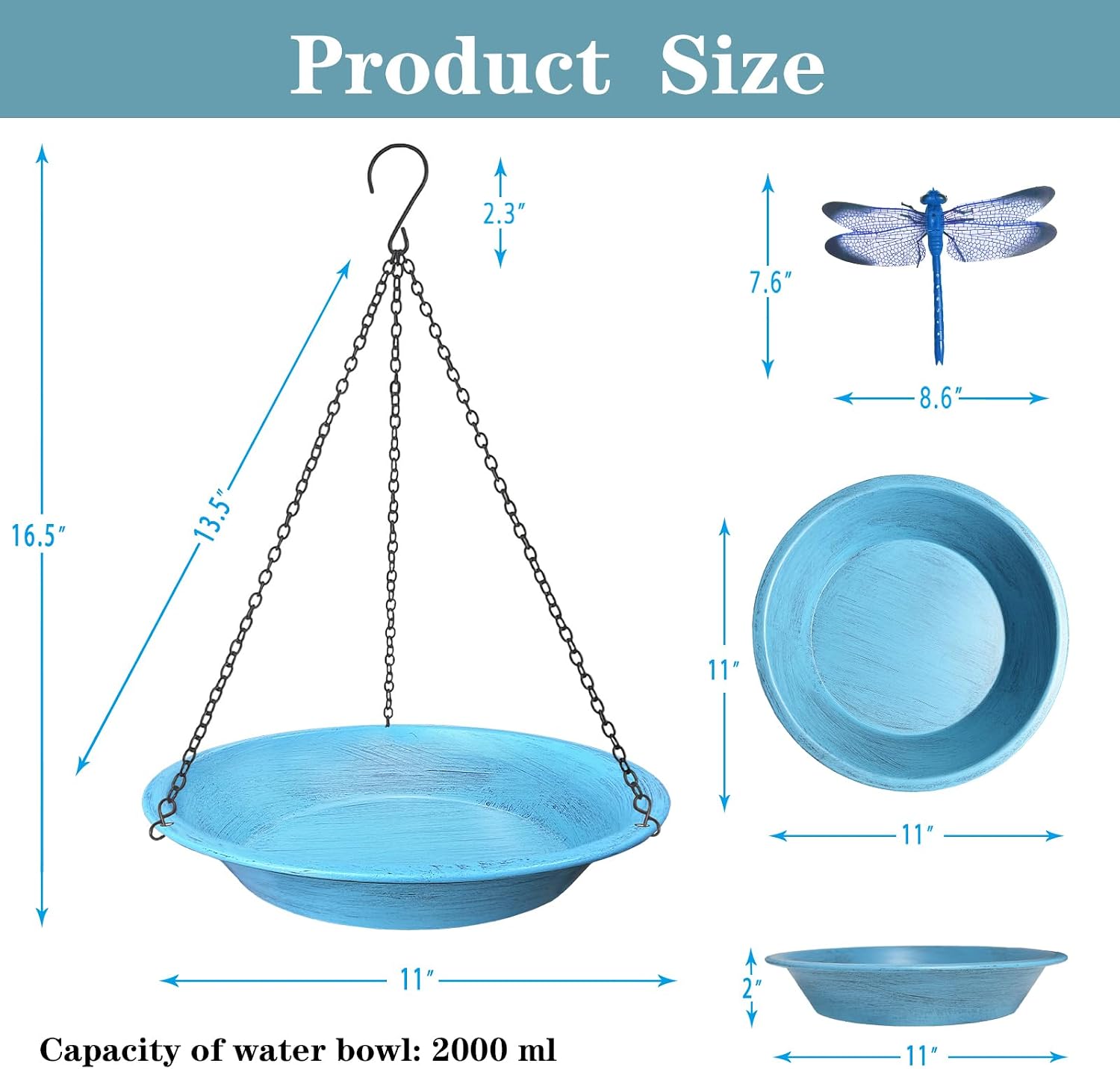 Detalle de Hanging bird bath with 11.4-inch bowl