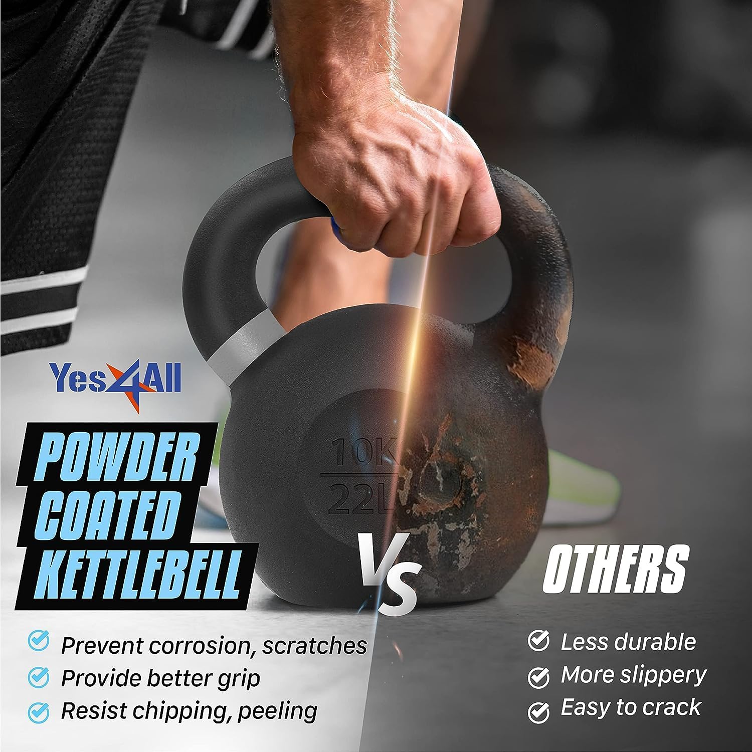 Thumbnail 5 de Yes4All 4-32kg Powder Coated Cast Iron Kettlebell Set